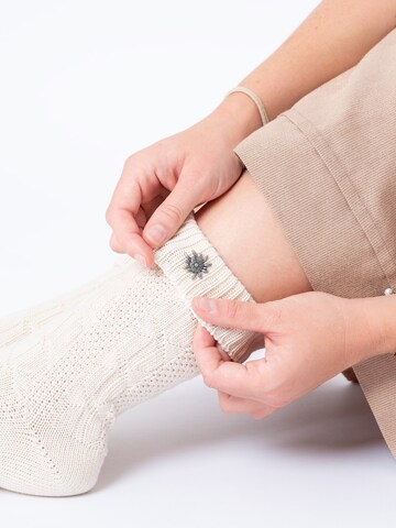 HerzSticht Traditional socks 'Edelweiss' in Beige