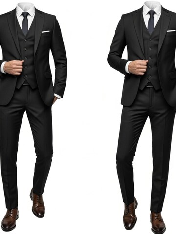 Keskin Collection Regular Anzug 'Designer Anzug 3 tlg Grau Schwarz Dunkelblau' in Schwarz