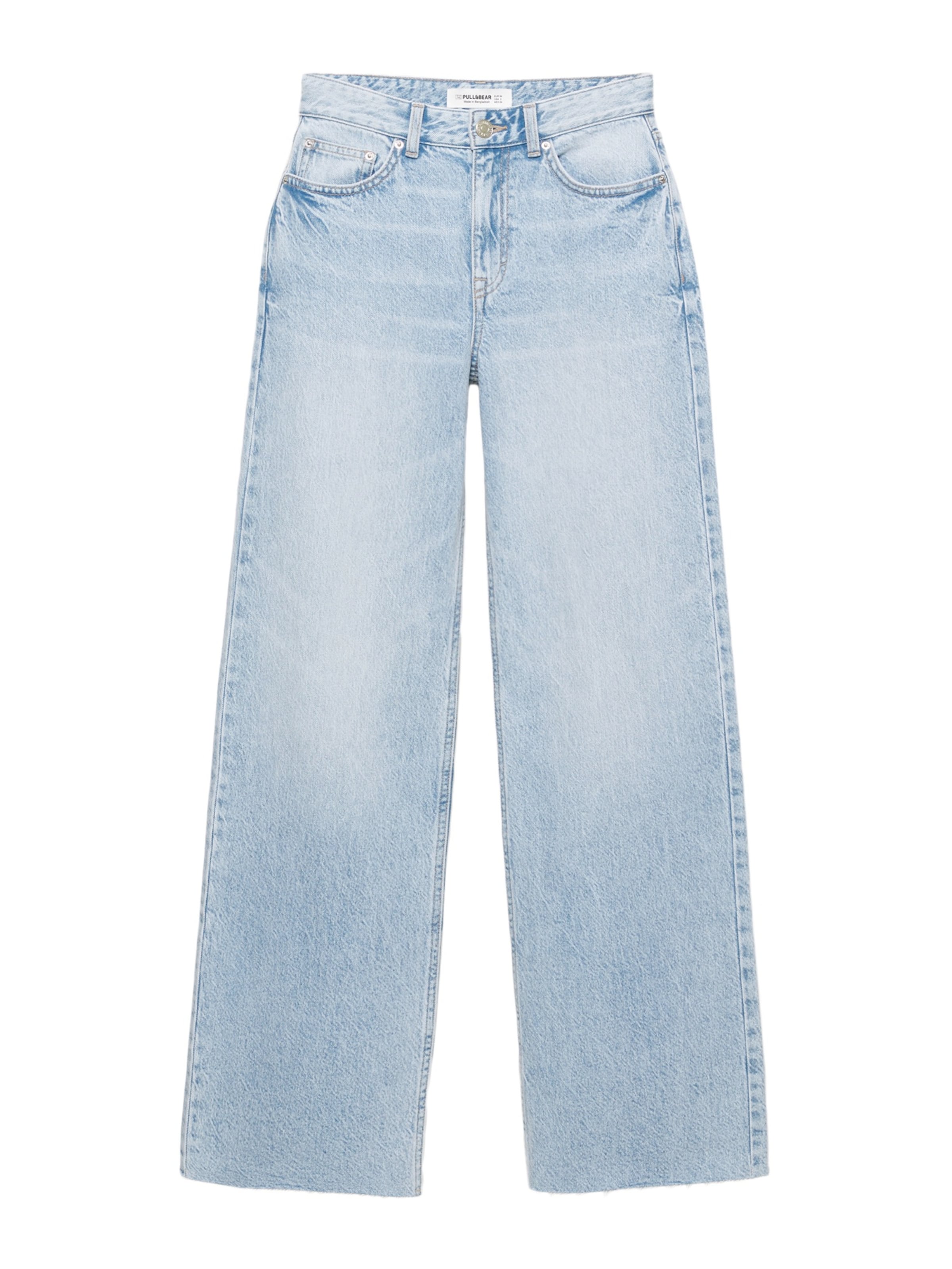 Wide leg Jeans de la Pull&Bear pe albastru: față
