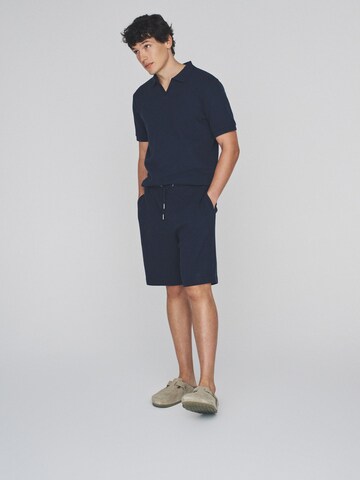 The Set Regular Broek in Blauw: voorkant