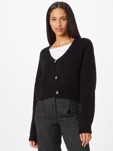 NA-KD Knit Cardigan in Black: front