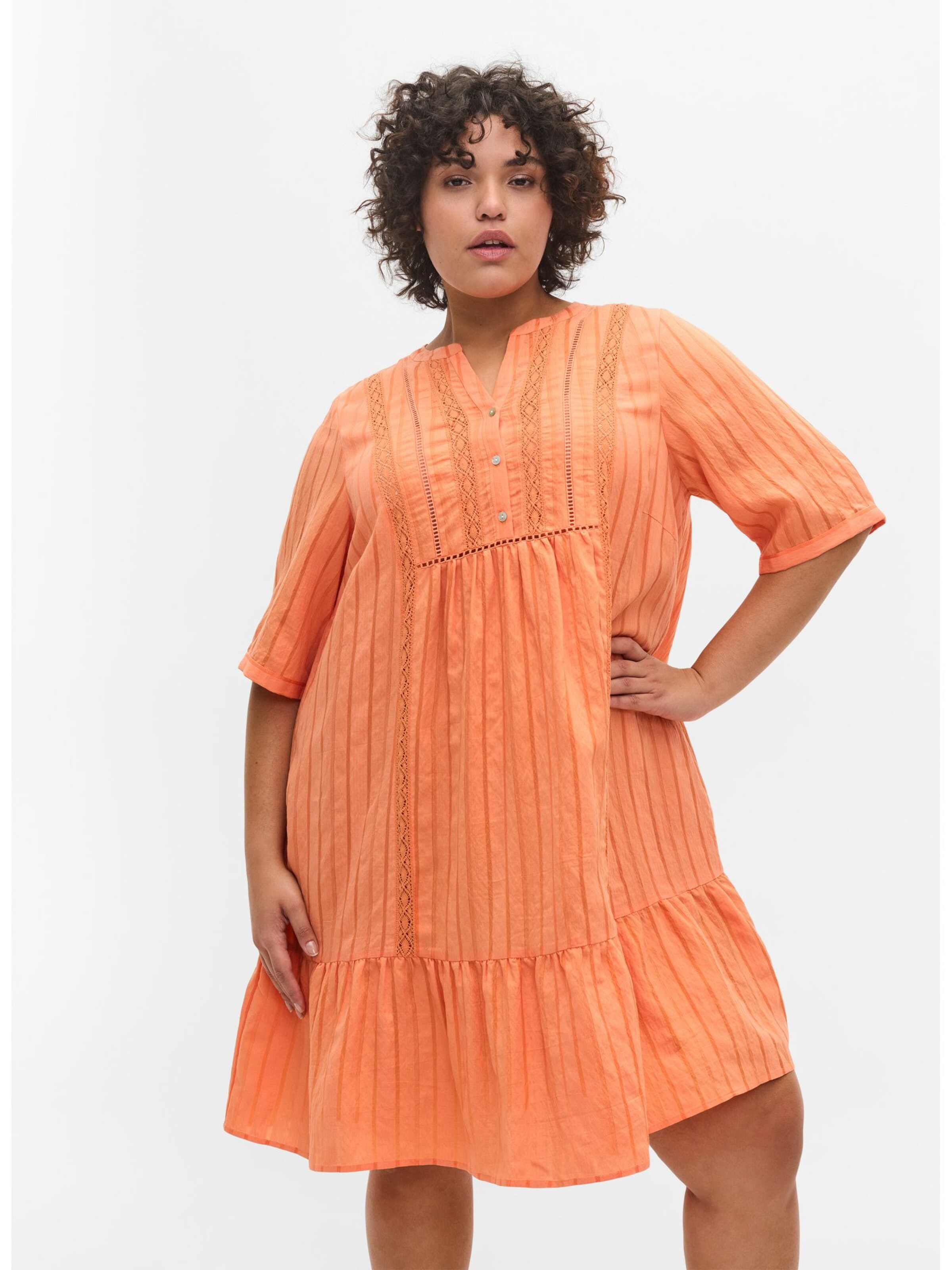 Frauen Große Größen Zizzi Kleid 'Gitte' in Orange - WN96464