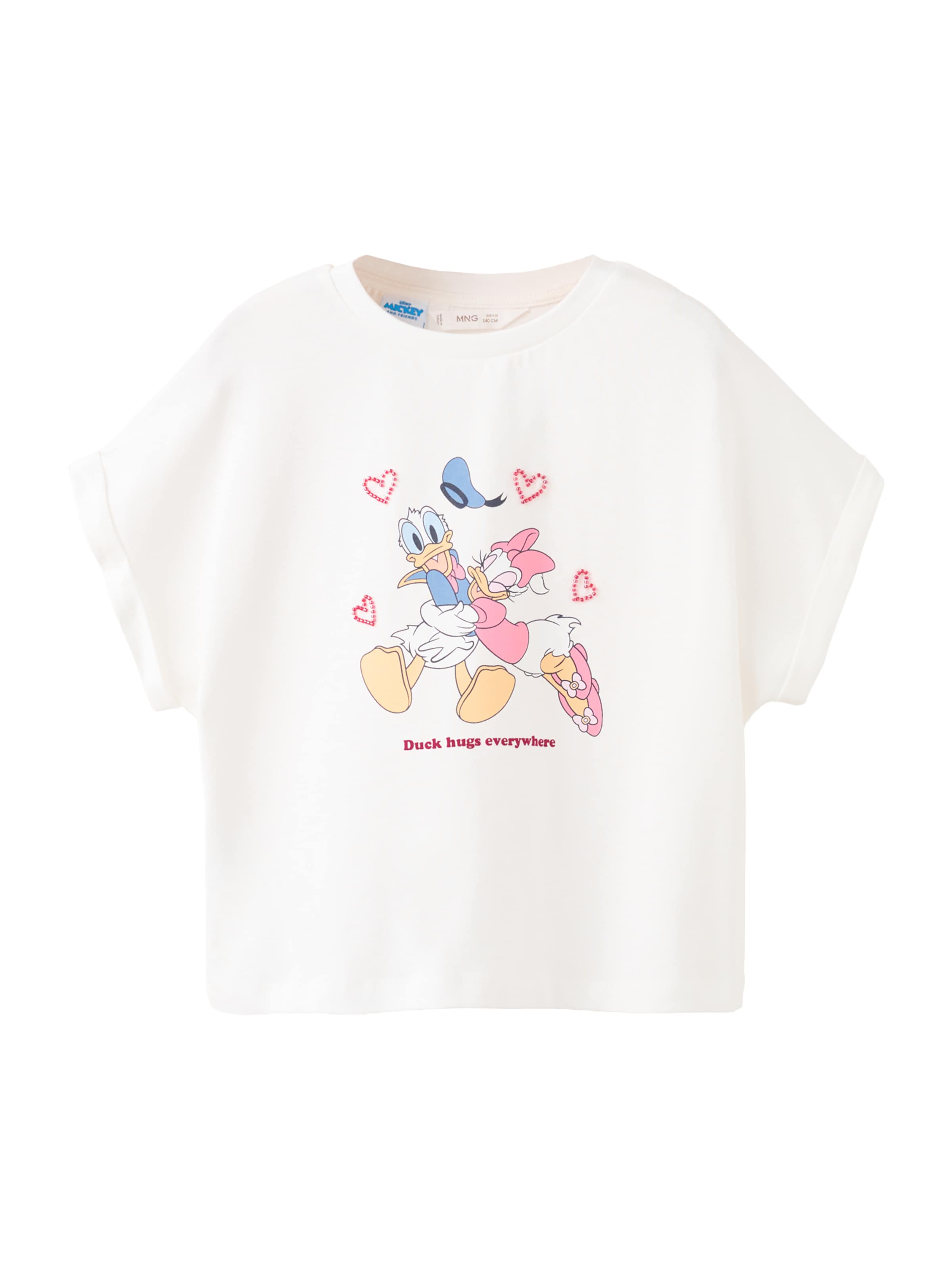 MANGO KIDS Koszulka 'PDHUGS' w kolorze biały: przód