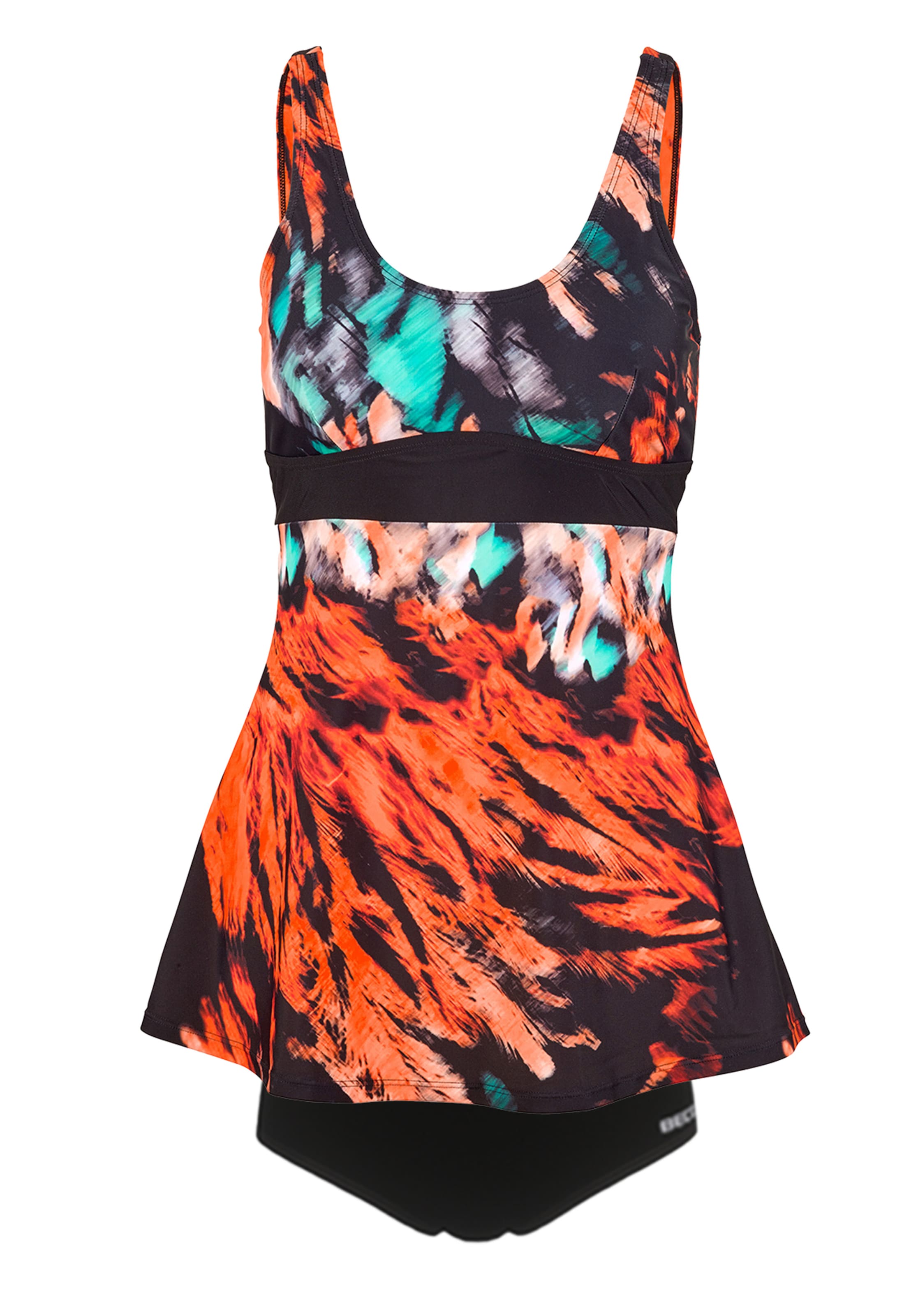 BECO the world of aquasports Bustier Tankini 'Feathers' in Zwart: voorkant