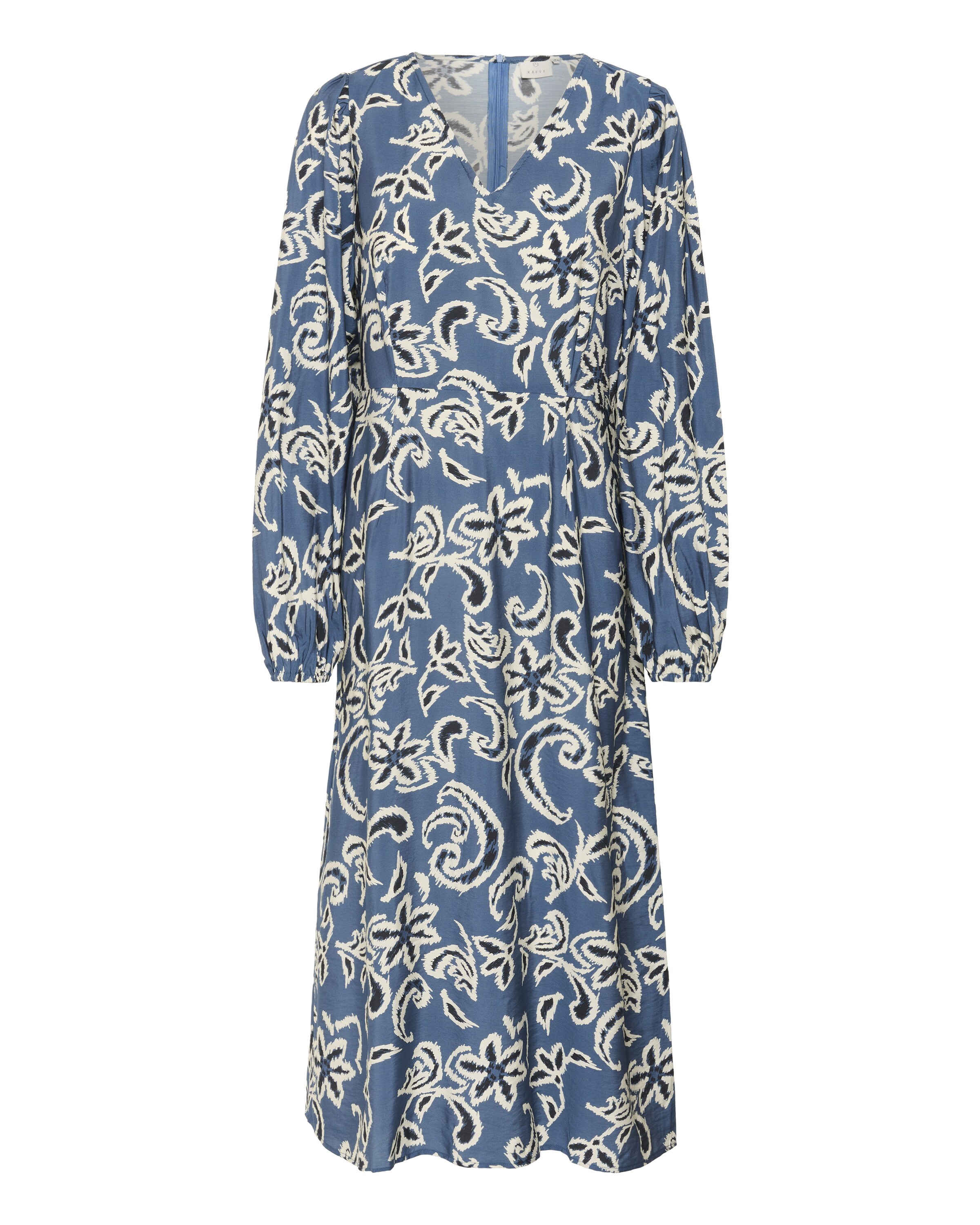 Kaffe Jurk 'Dahlia' in de kleur Duifblauw / Zwart / Wit, Productweergave