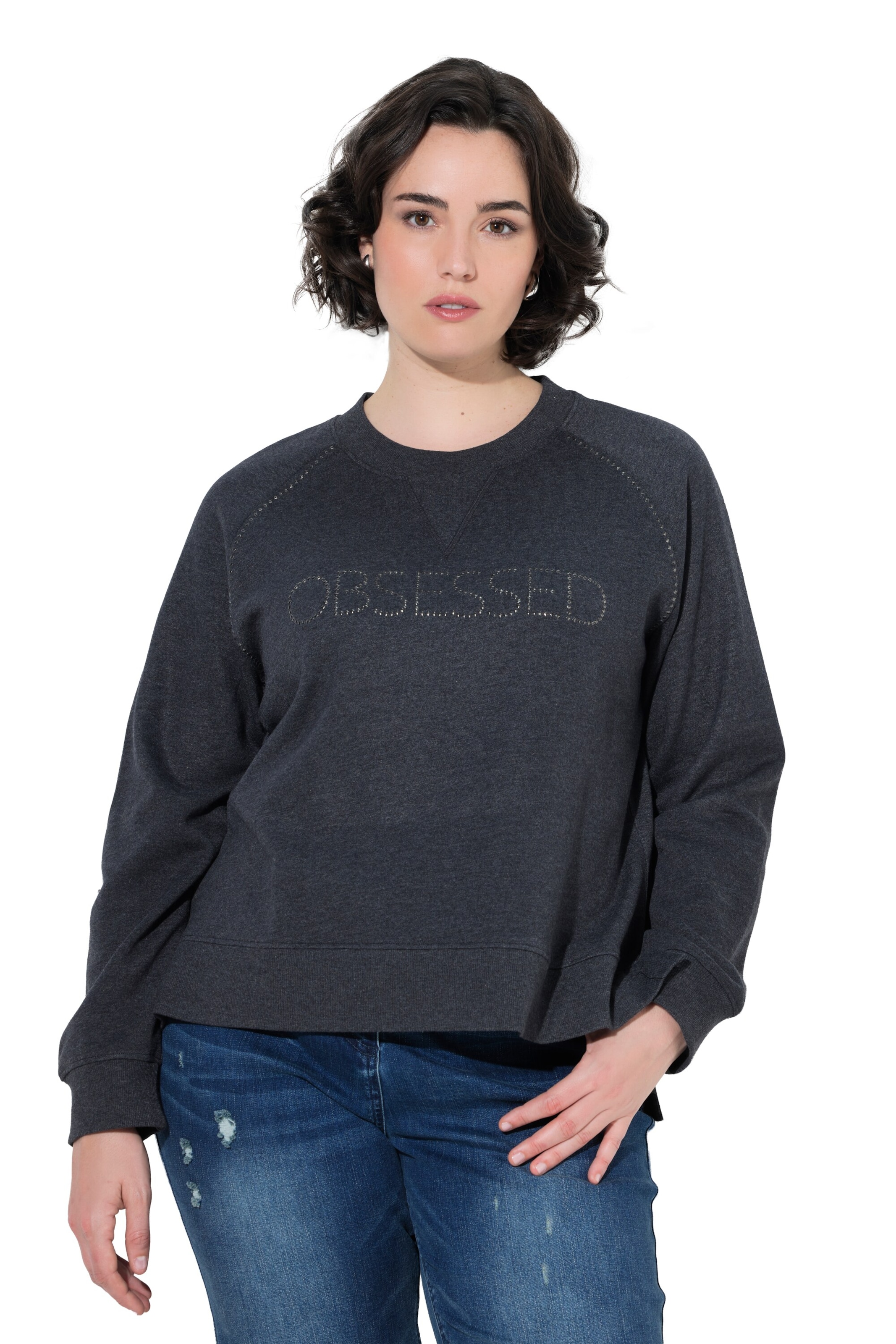 Ulla Popken Sweatshirt in Grau: Vorderseite