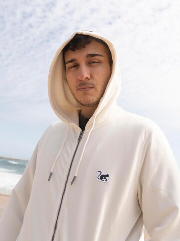 Surf Monkey Zip-Up Hoodie in White