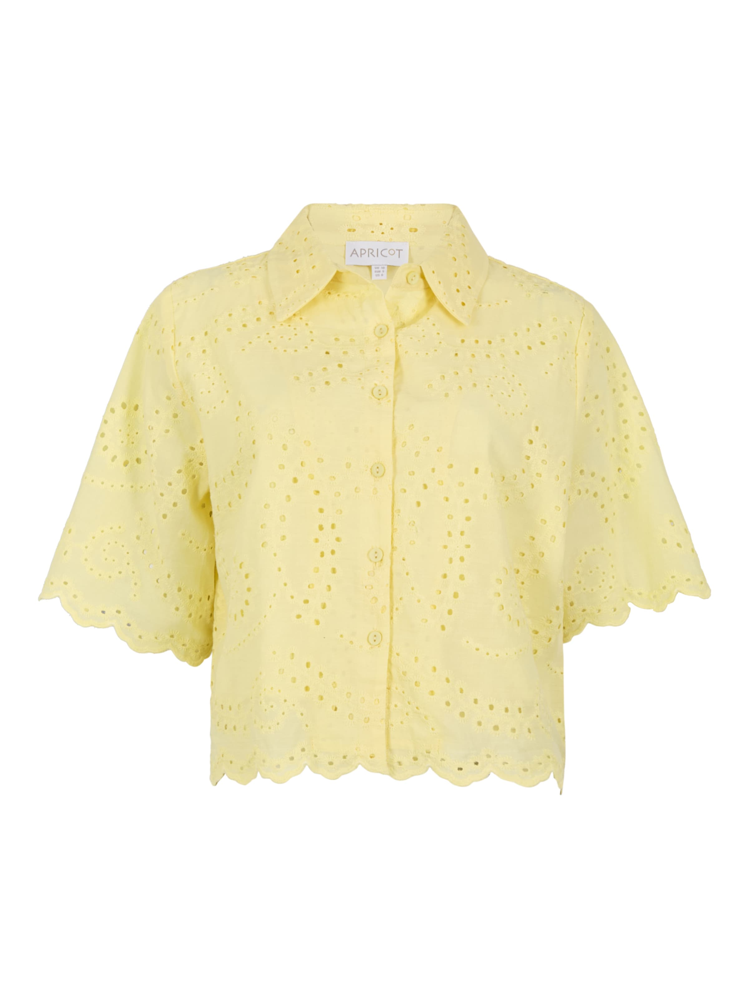 Apricot Scalloped Broderie Cropped Shirt ' ' in Gelb: Vorderseite