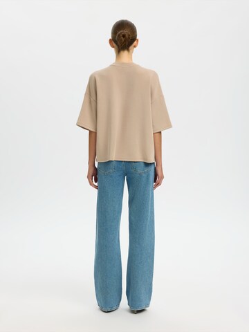T-shirt oversize 'SLFTenny' SELECTED en beige
