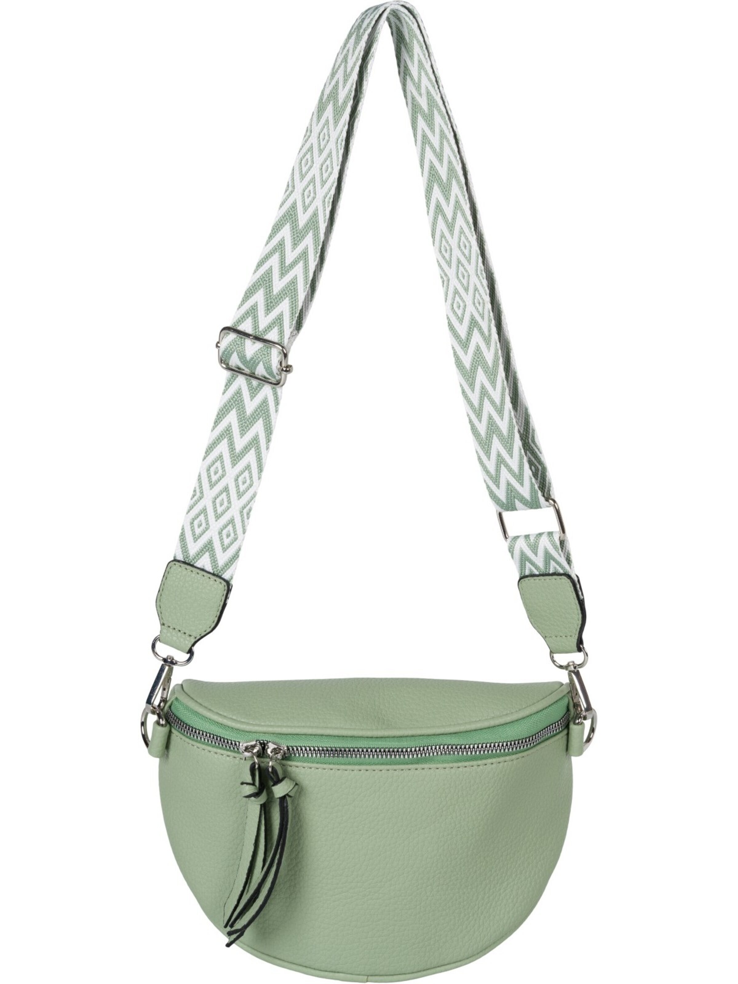 styleBREAKER Umhängetasche 'Halbmond Crossbody Bag Zick-Zack Raute'‌‌‌‌‌ in Grün: Vorderseite