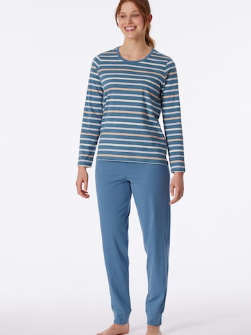 SCHIESSER Pyjama ' Casual Essentials ' in Blauw: voorkant