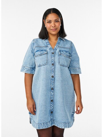 Zizzi Платье-рубашка 'Jtamy' в Синий: спереди