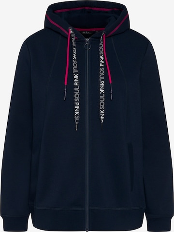 Ulla Popken Zip-Up Hoodie in Blue: front