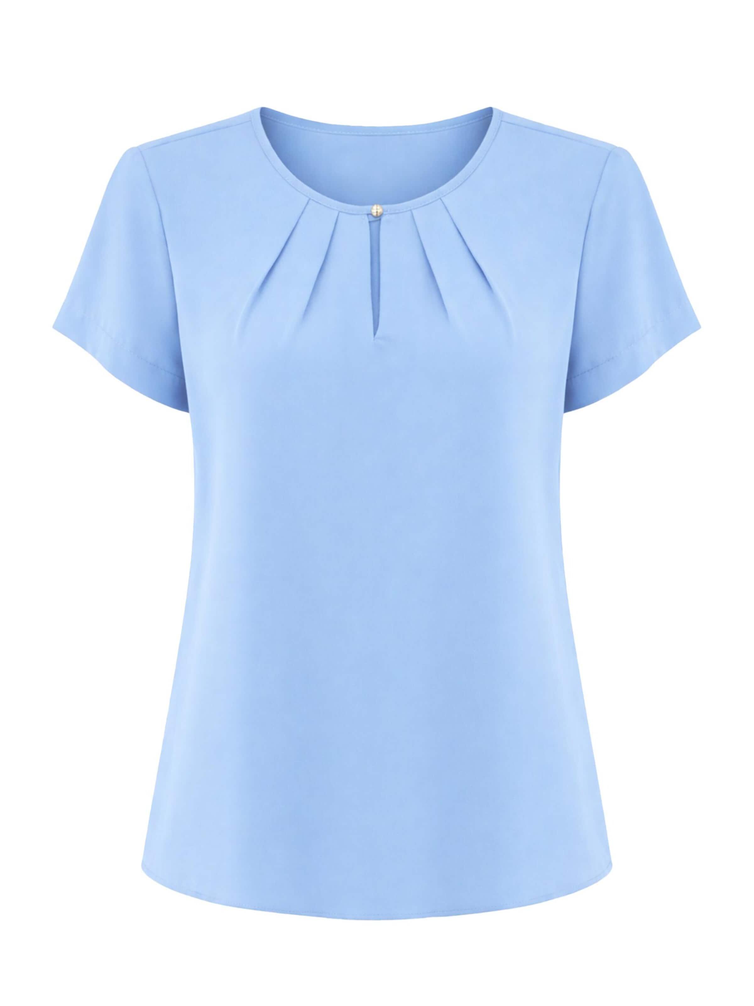 REGINA FASHION Blouse 'Short Sleeve Blouse with Pleated Neckline' in Blauw: voorkant
