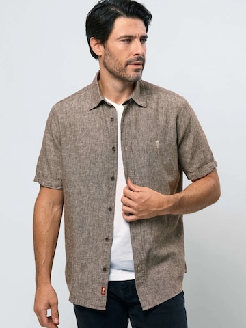 MCS Regular fit Overhemd ' Noah ' in Bruin: voorkant