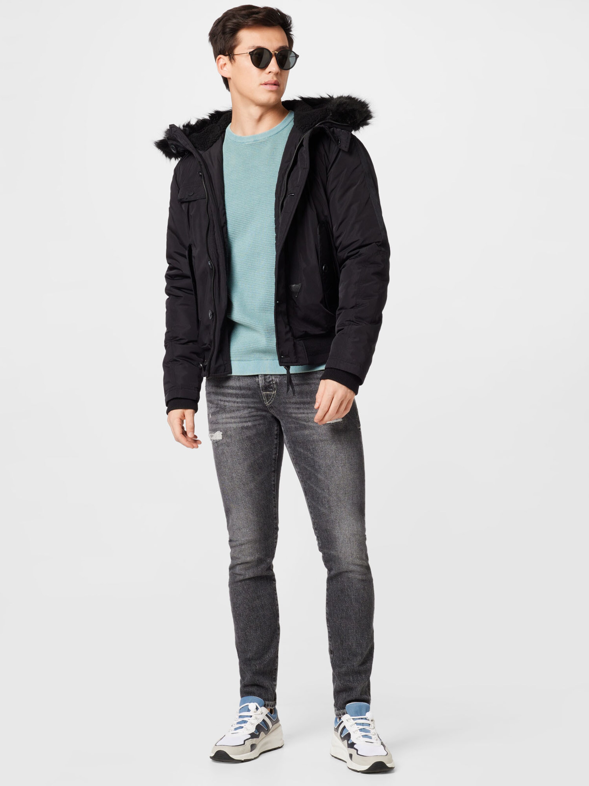Männer Große Größen Superdry Jacke in Schwarz - BX73376 Männer Große Größen Superdry Jacke in Schwarz - BX73376