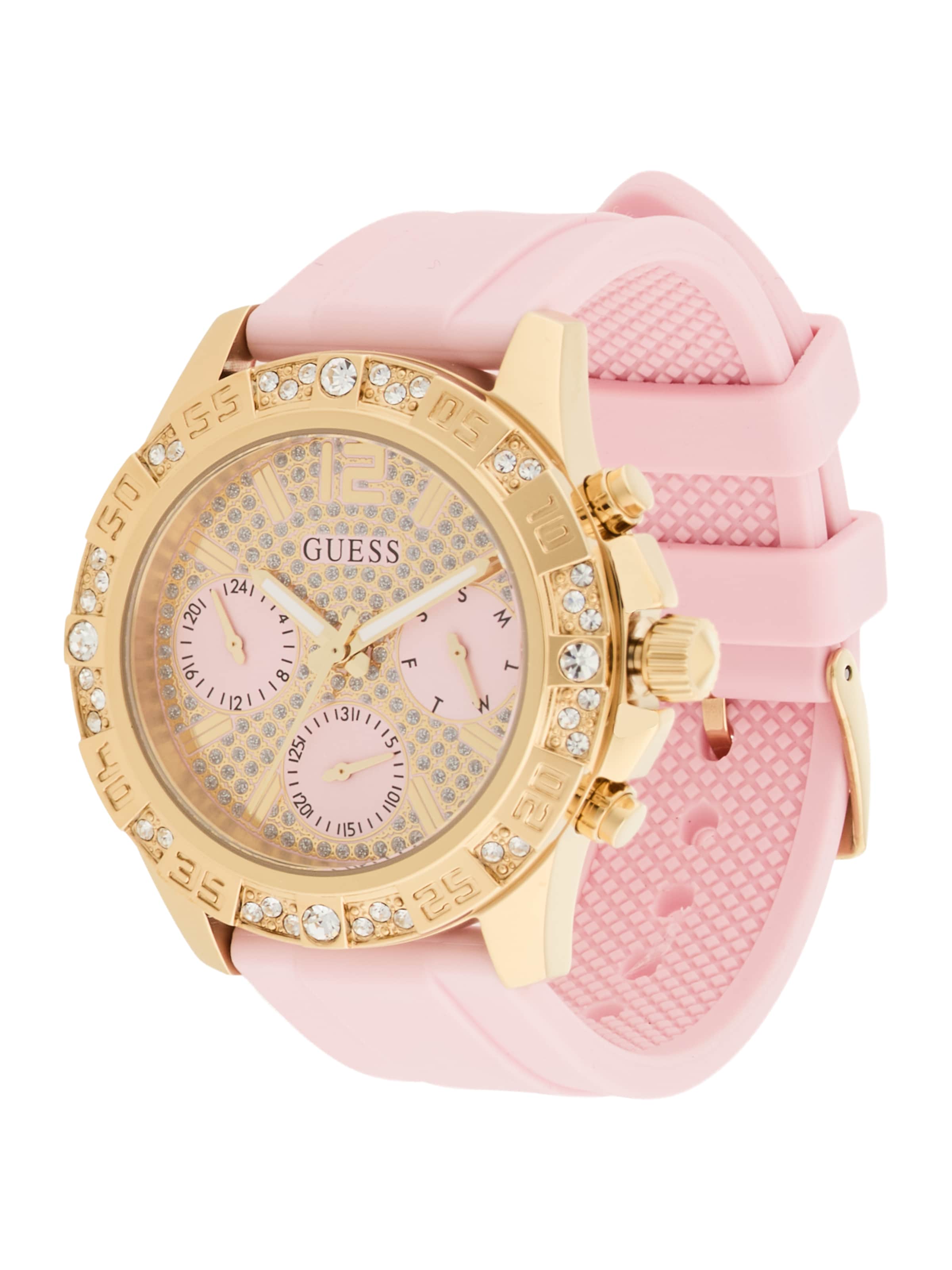 Montre à affichage analogique GUESS en or : devant