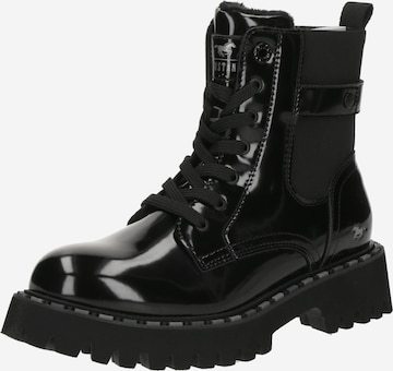 Ghete cu șireturi de la MUSTANG pe negru: față