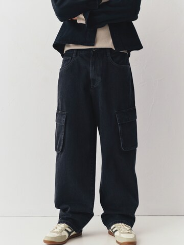 Baggy Jeans cargo Pull&Bear en noir : devant