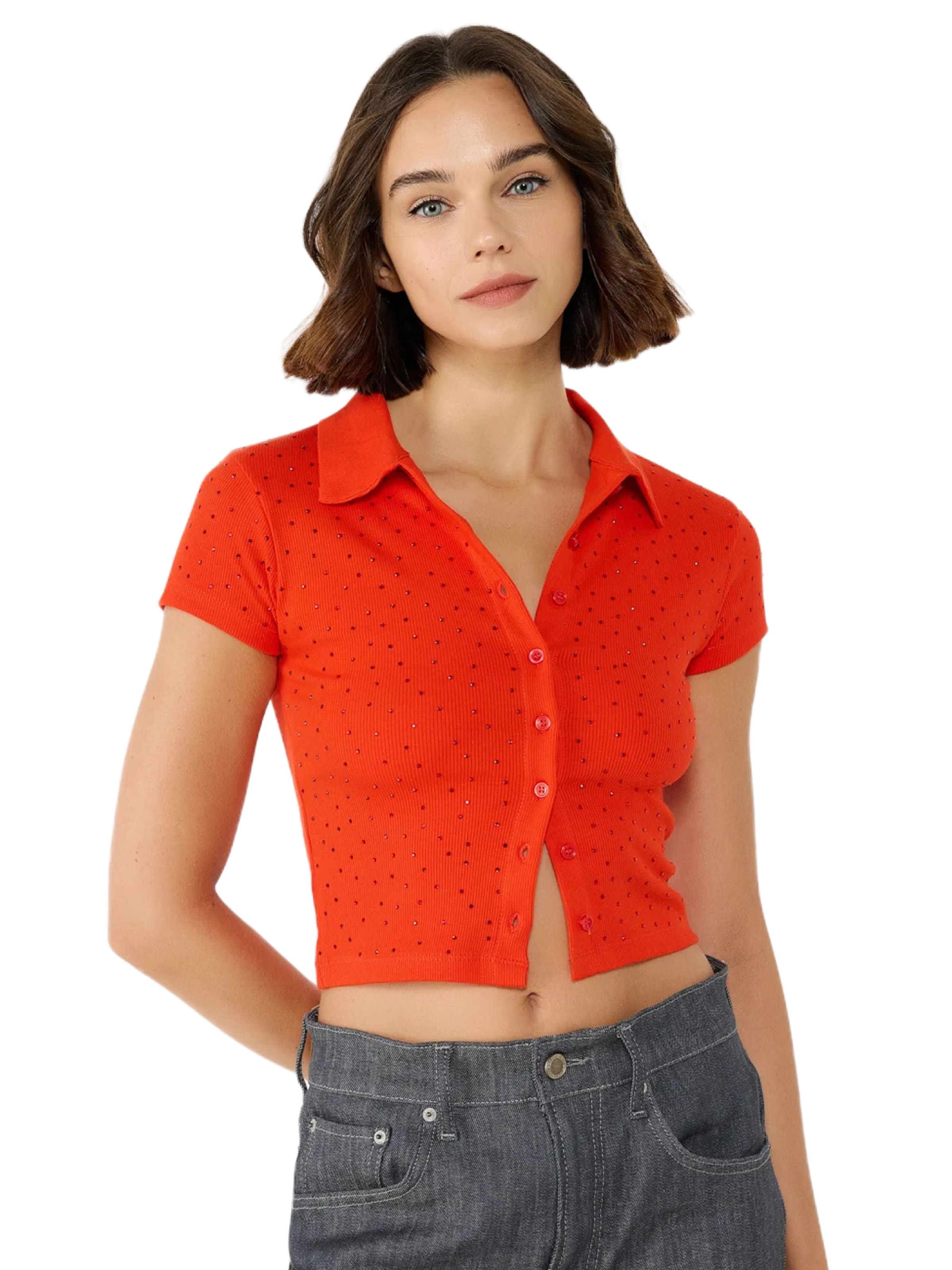 No Matter What Gebreid vest in Rood: voorkant