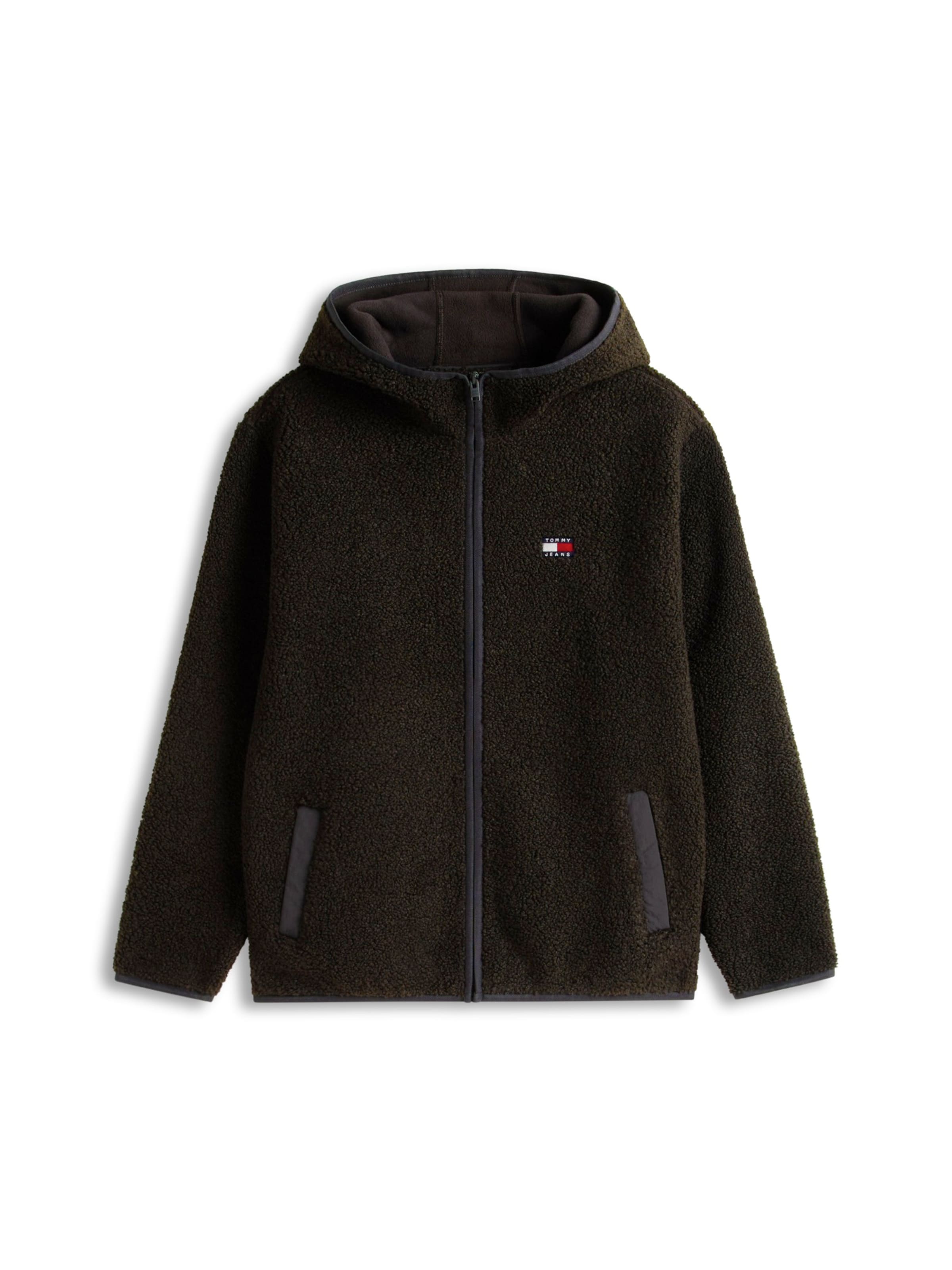 Jachetă  fleece de la Tommy Jeans pe negru: față