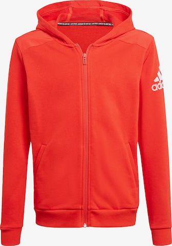 ADIDAS PERFORMANCE Skinny Sports sweat jacket in Red: front