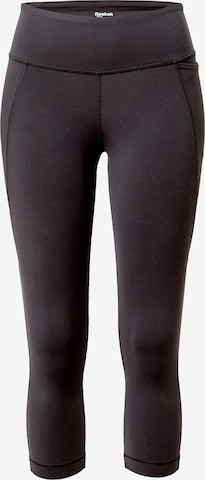 Skinny Pantaloni sport de la Reebok pe negru: față