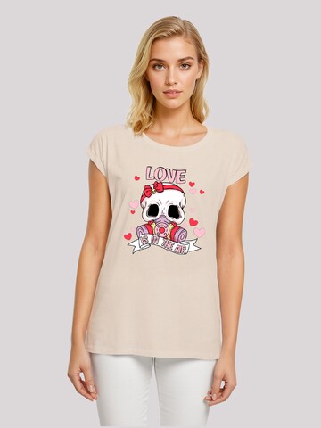 T-shirt 'Anti Valentinstag LOVE is in the air' F4NT4STIC en beige : devant