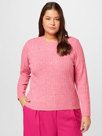 PIECES Curve Sweater 'NOVA' in Pink: front