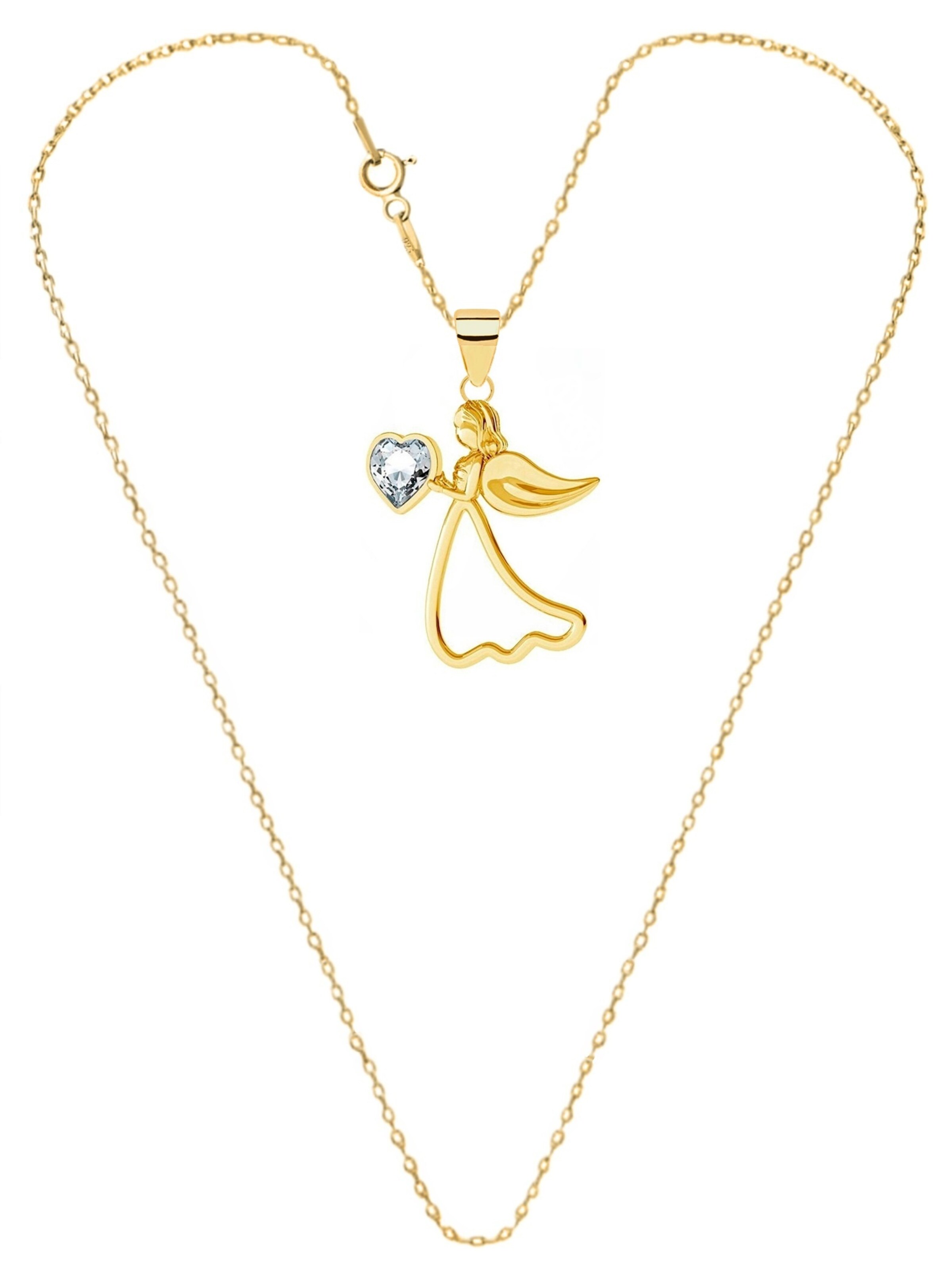 Goldene Hufeisen Necklace 'Schutzengel mit Herz' in Gold: front