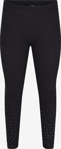 Zizzi Skinny Leggings 'VLALA' in Zwart: voorkant