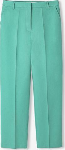 Ipekyol Regular Pleat-Front Pants in Green: front