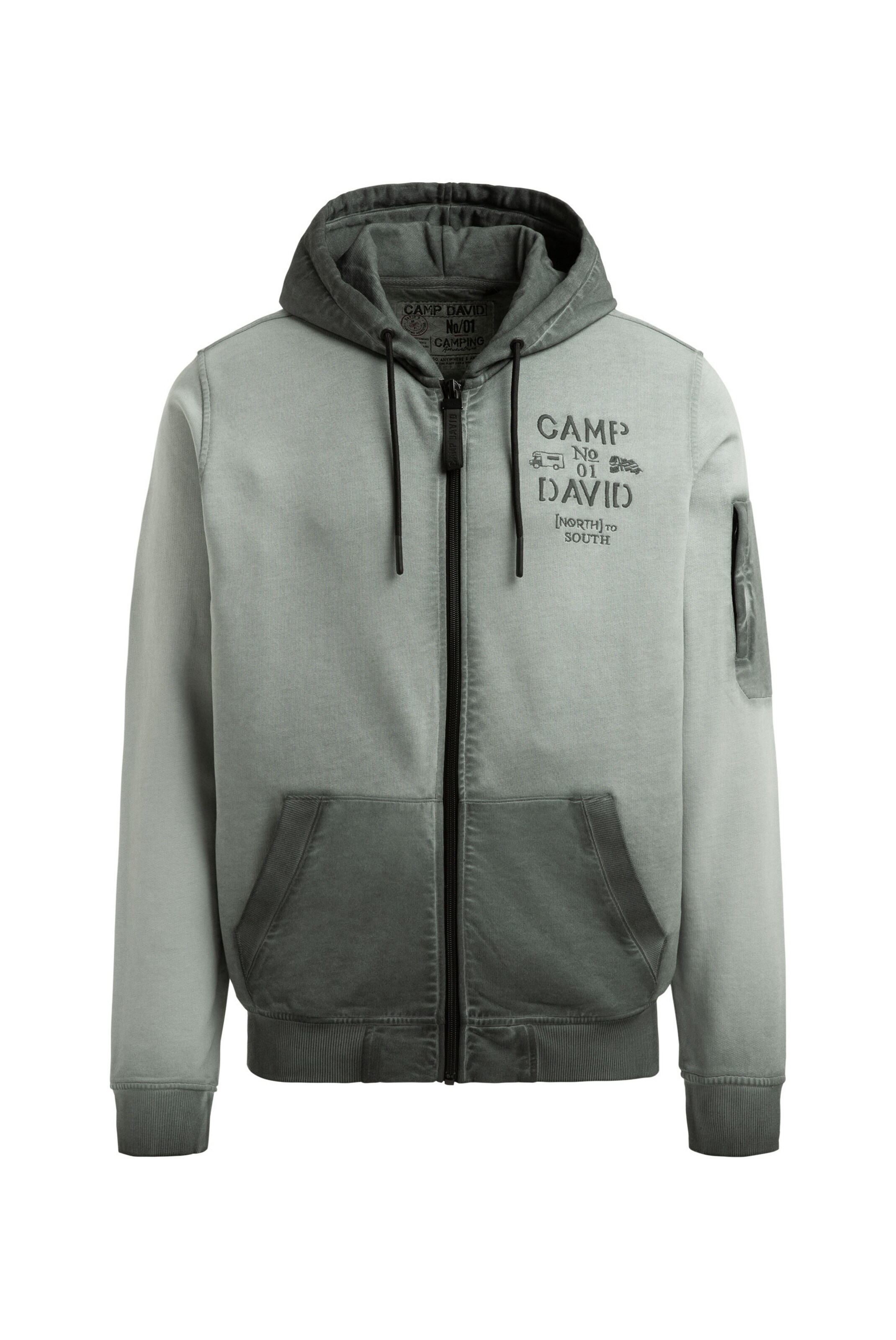 CAMP DAVID Zip-Up Hoodie in Green: front