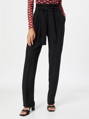 HUGO Regular Trousers with creases 'Hobana' in Black: front