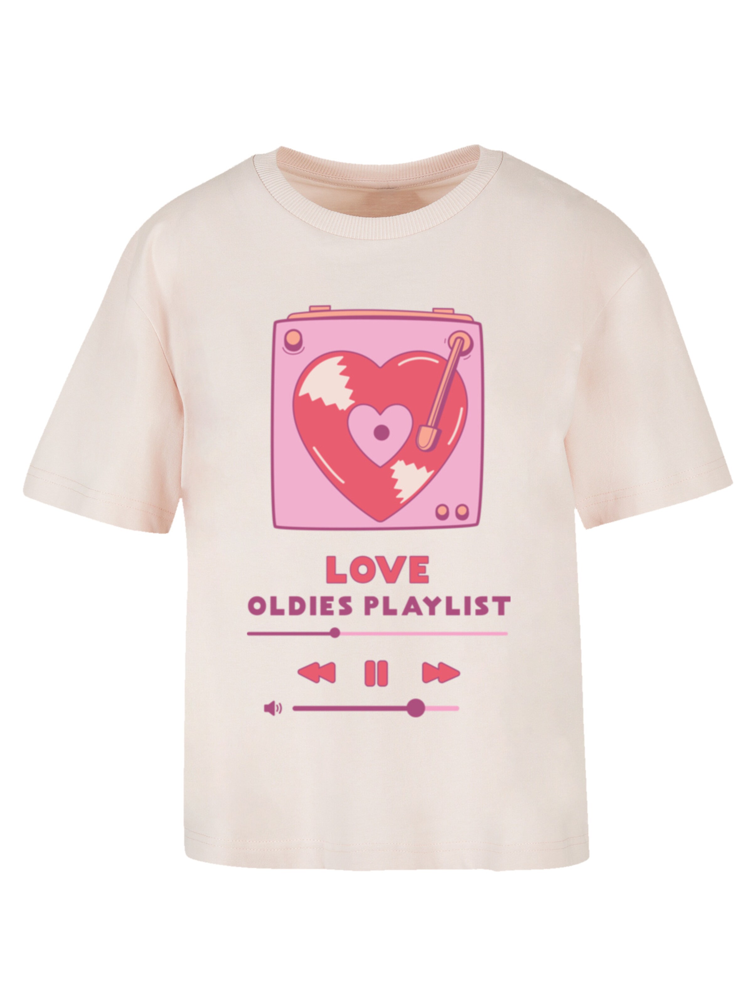 T-shirt 'Love Oldies Playlist  Valentinstag' F4NT4STIC en rose : devant
