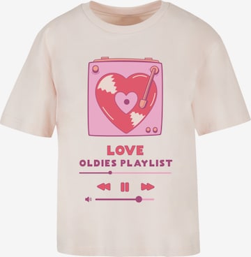 T-shirt 'Love Oldies Playlist Valentinstag' F4NT4STIC en rose : devant