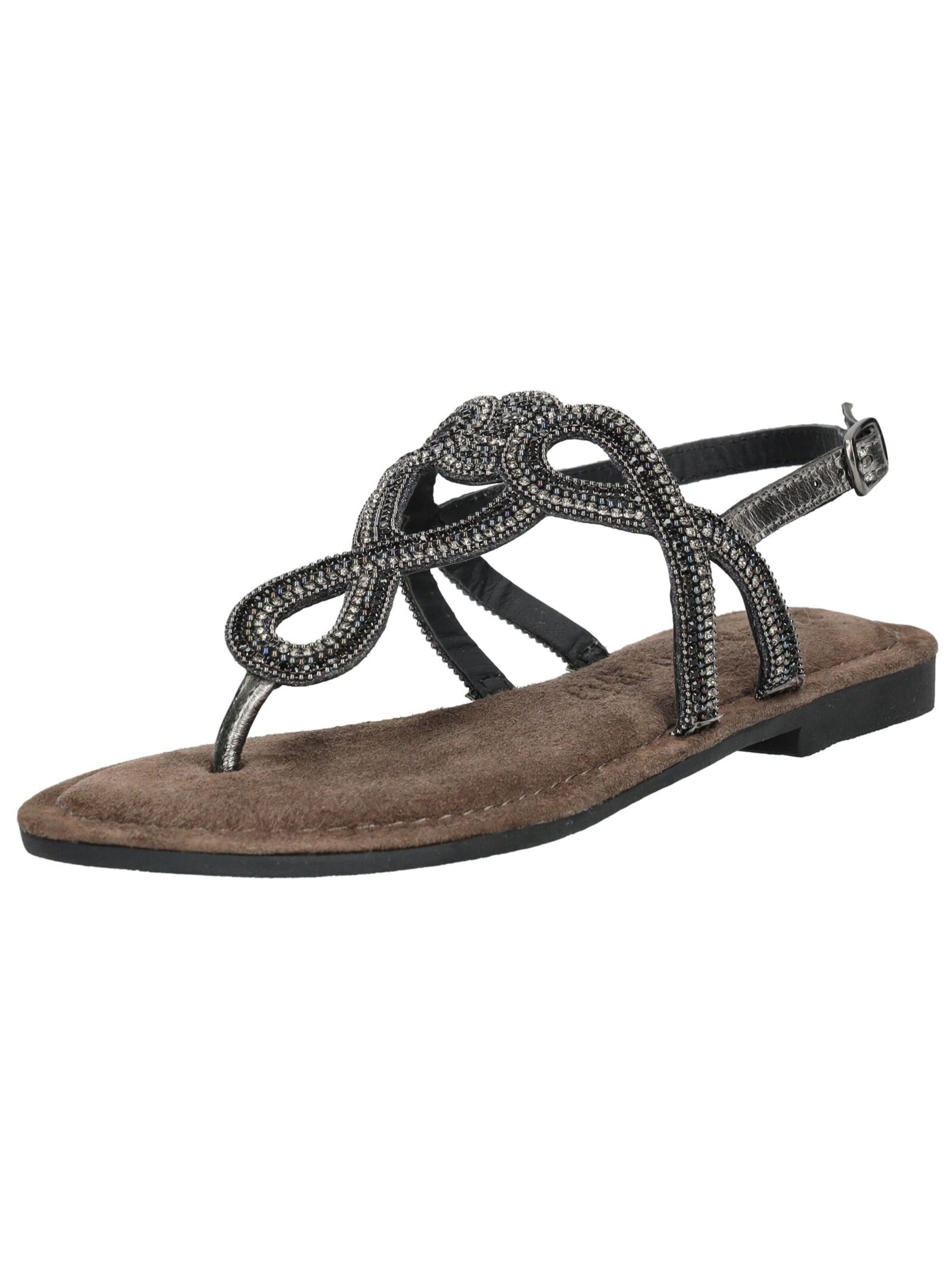 LAZAMANI T-Bar Sandals in Black: front