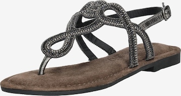 Tongs LAZAMANI en noir : devant