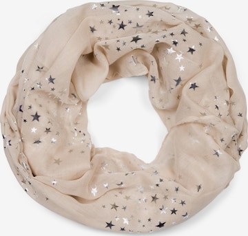styleBREAKER Schlauchschal 'Loop Schal mit Metallic Sterne Print' in Beige: Vorderseite