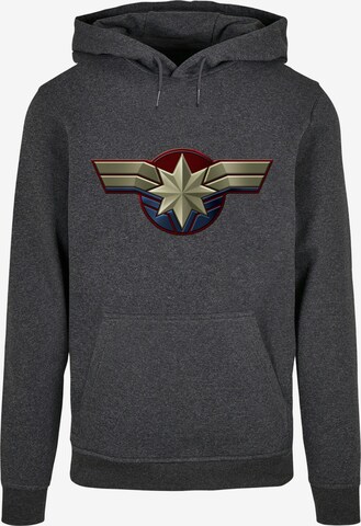 ABSOLUTE CULT Sweatshirt 'Captain Marvel - Chest Emblem' in Grijs: voorkant