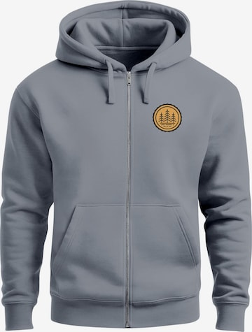 Neverless Sweatjacke 'Bäume Badge' in Grau: Vorderseite