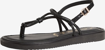 Tongs Tamaris en noir : devant