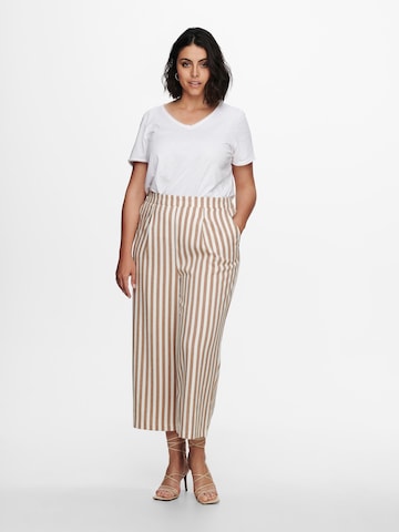 ONLY Carmakoma Regular Pleat-Front Pants 'Caris' in Brown