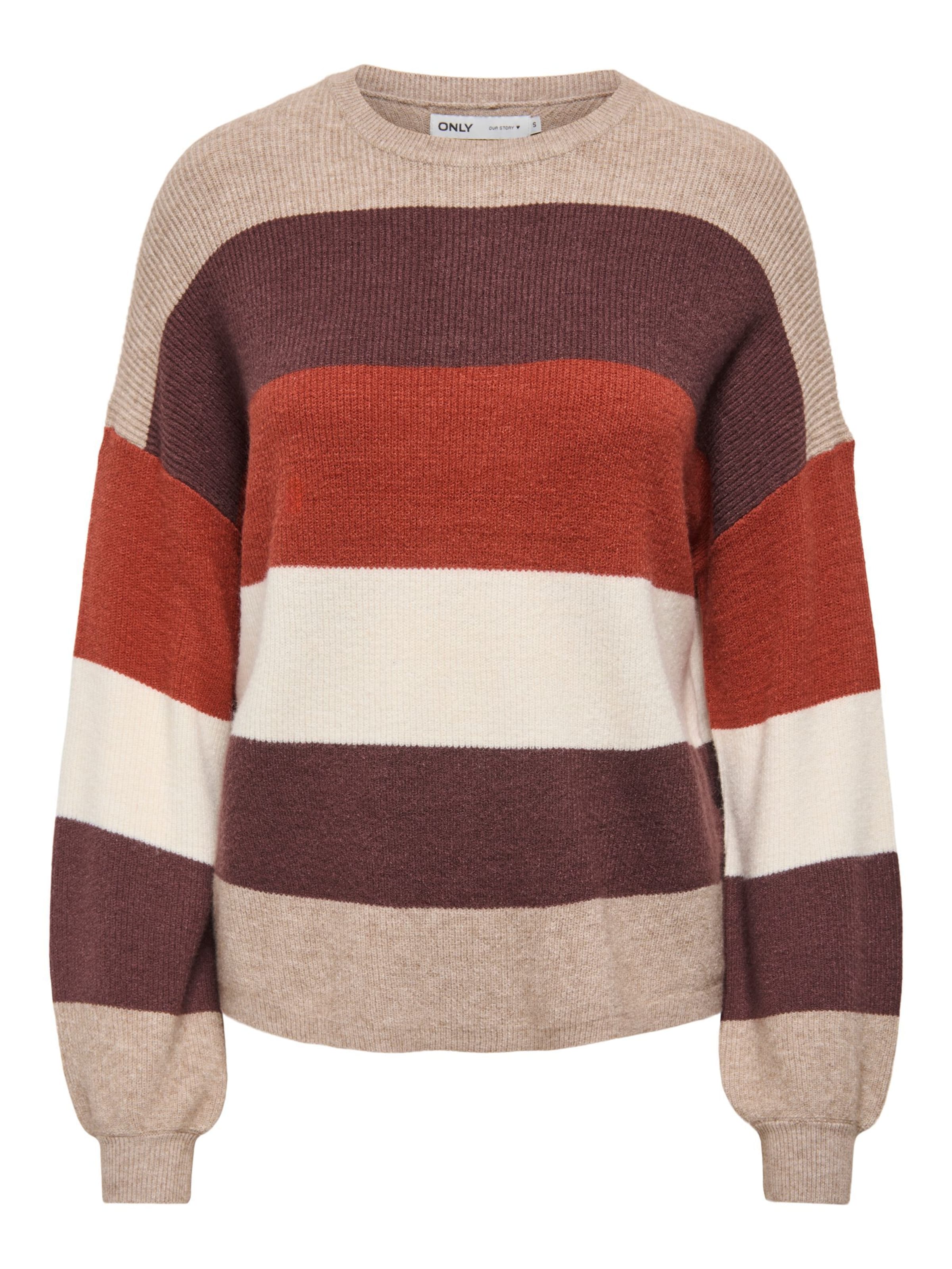 ONLY Pullover 'ONLAtia' i M i beige / brun / rød, Produktvisning