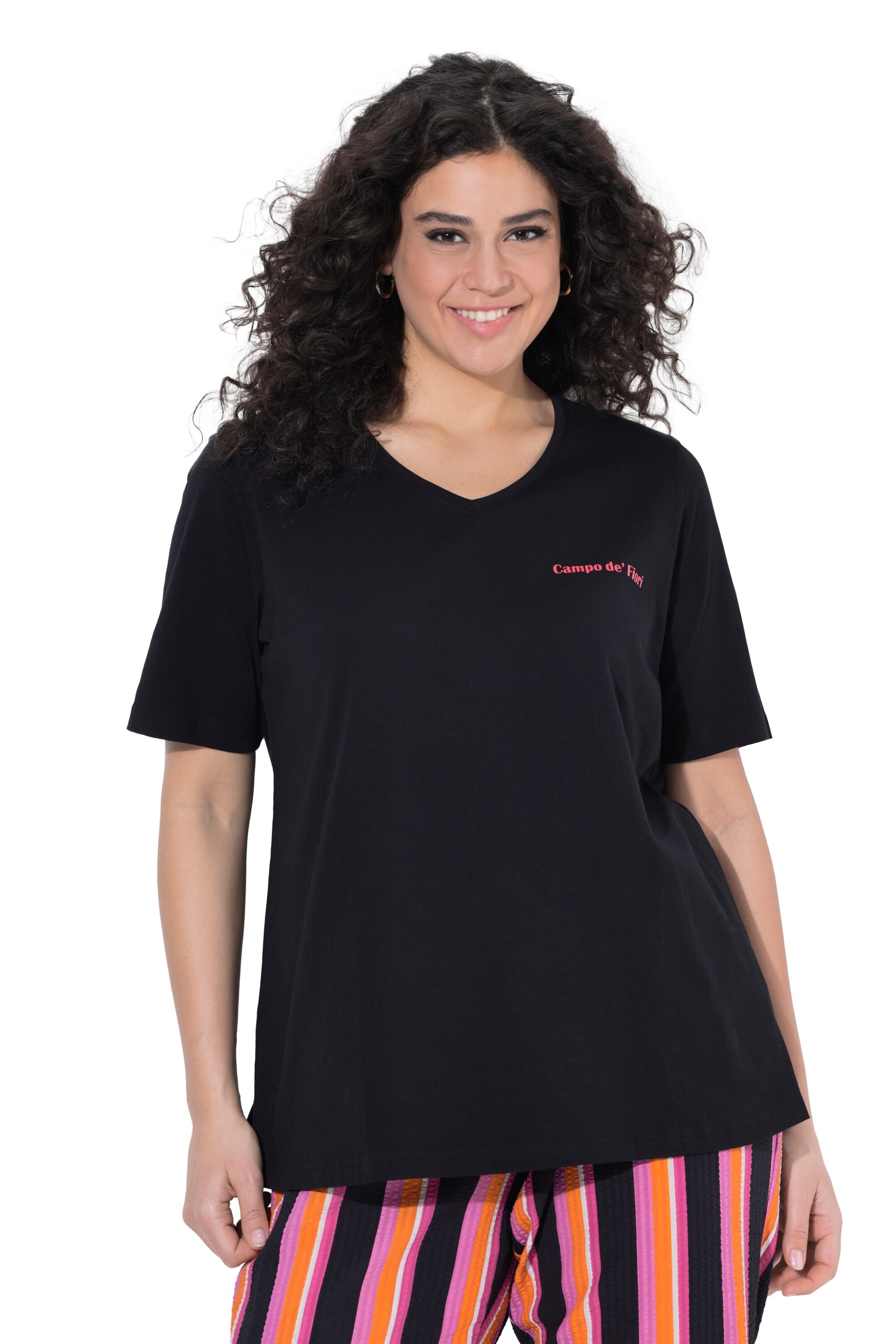 T-shirt Ulla Popken en noir : devant