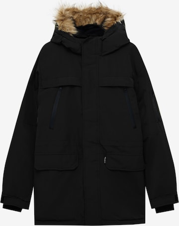 Pull&Bear Płaszcz zimowy w kolorze czarny: przód