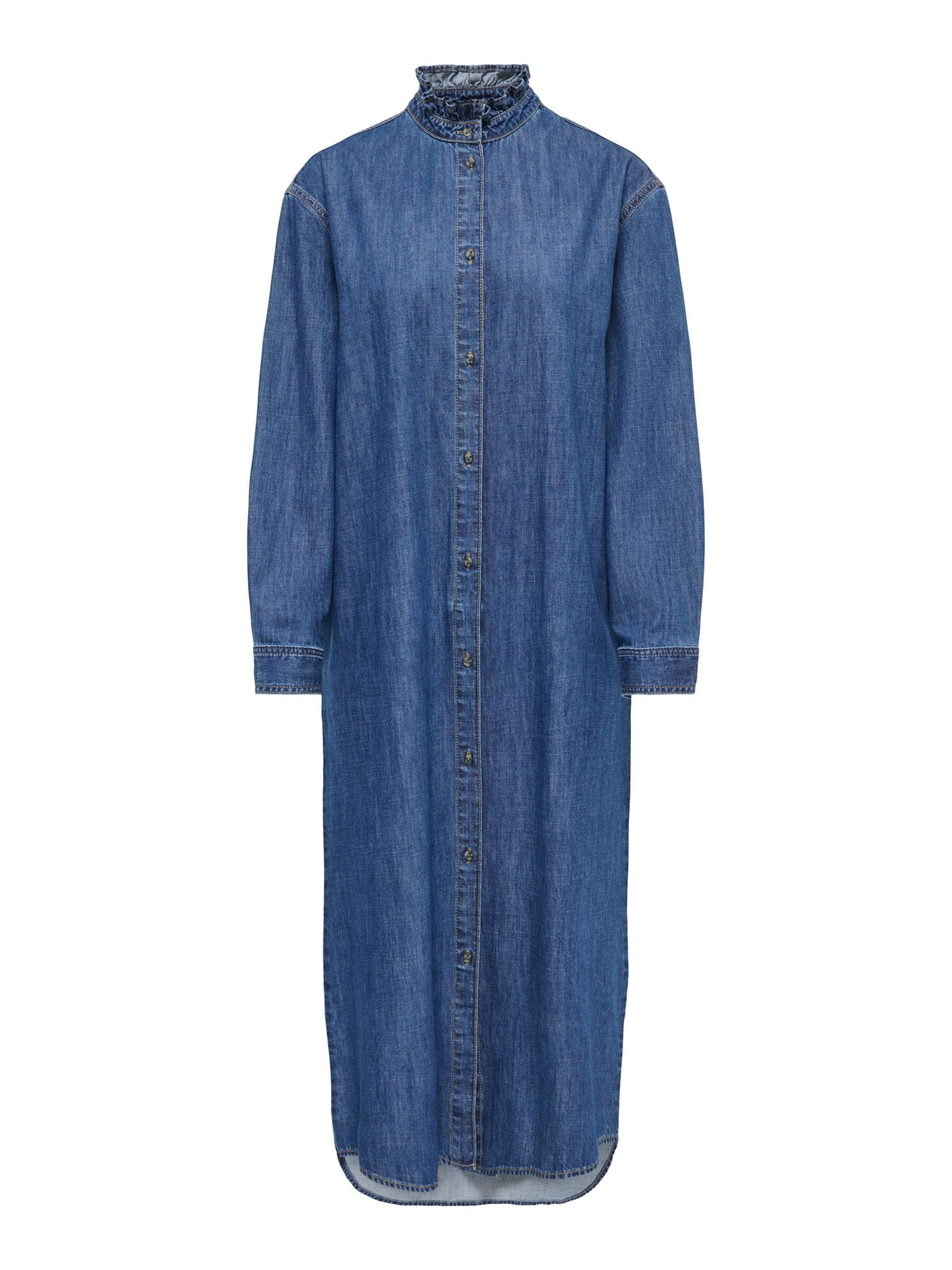 ONLY - Vestido camisero en azul: frente