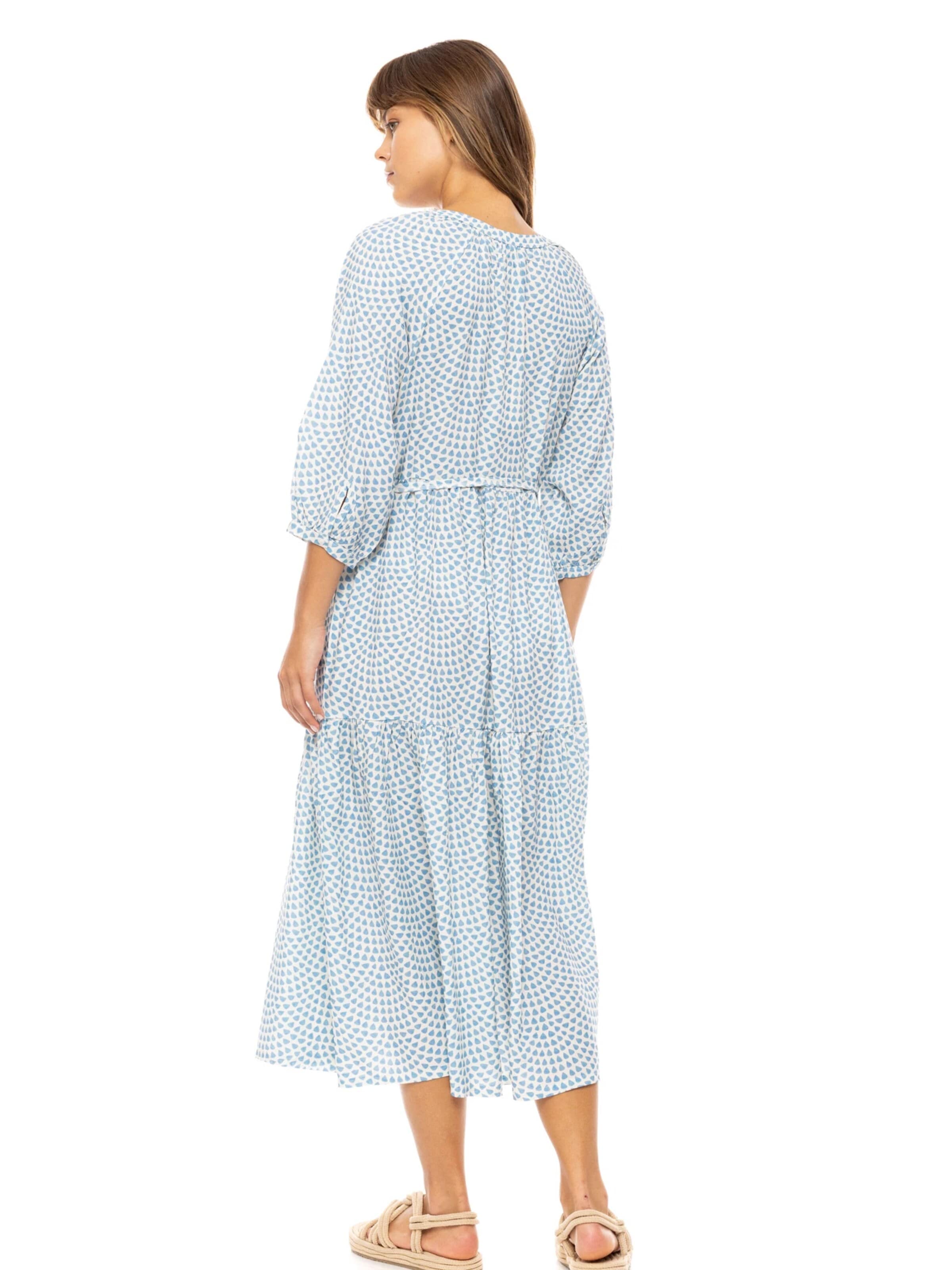 Pink LabelLjetna haljina 'BEACHWEAR LONG VISTA BLUE & CREAM' - plava boja