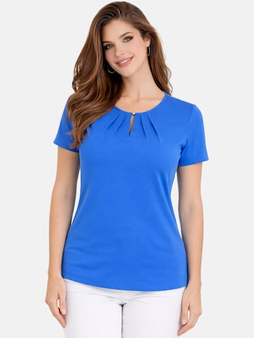 REGINA FASHION Bluza 'Short Sleeve Blouse with Pleated Neckline' | modra barva: sprednja stran