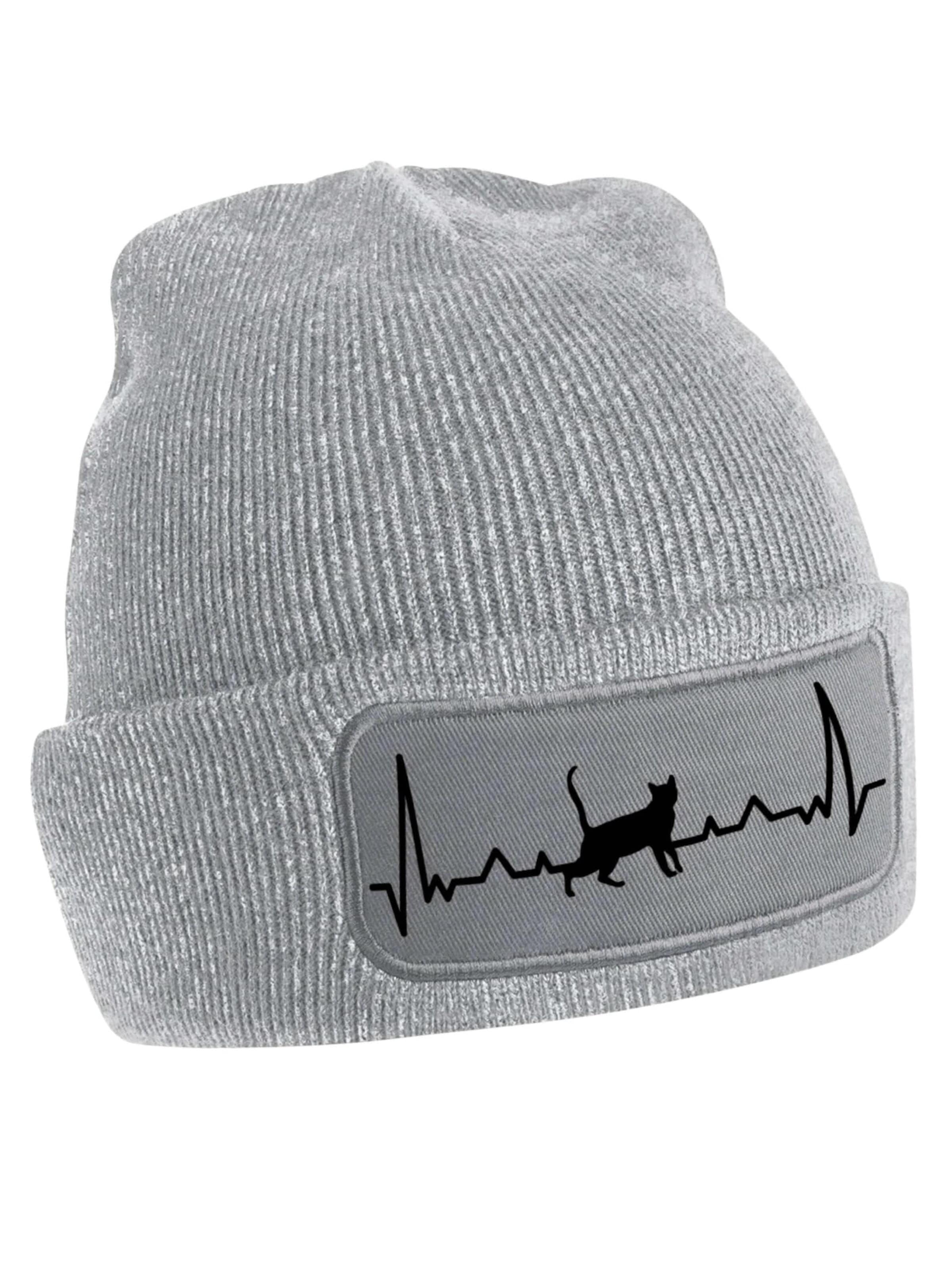 Youth Designz Beanie 'Heartbeat Katze' in Grey